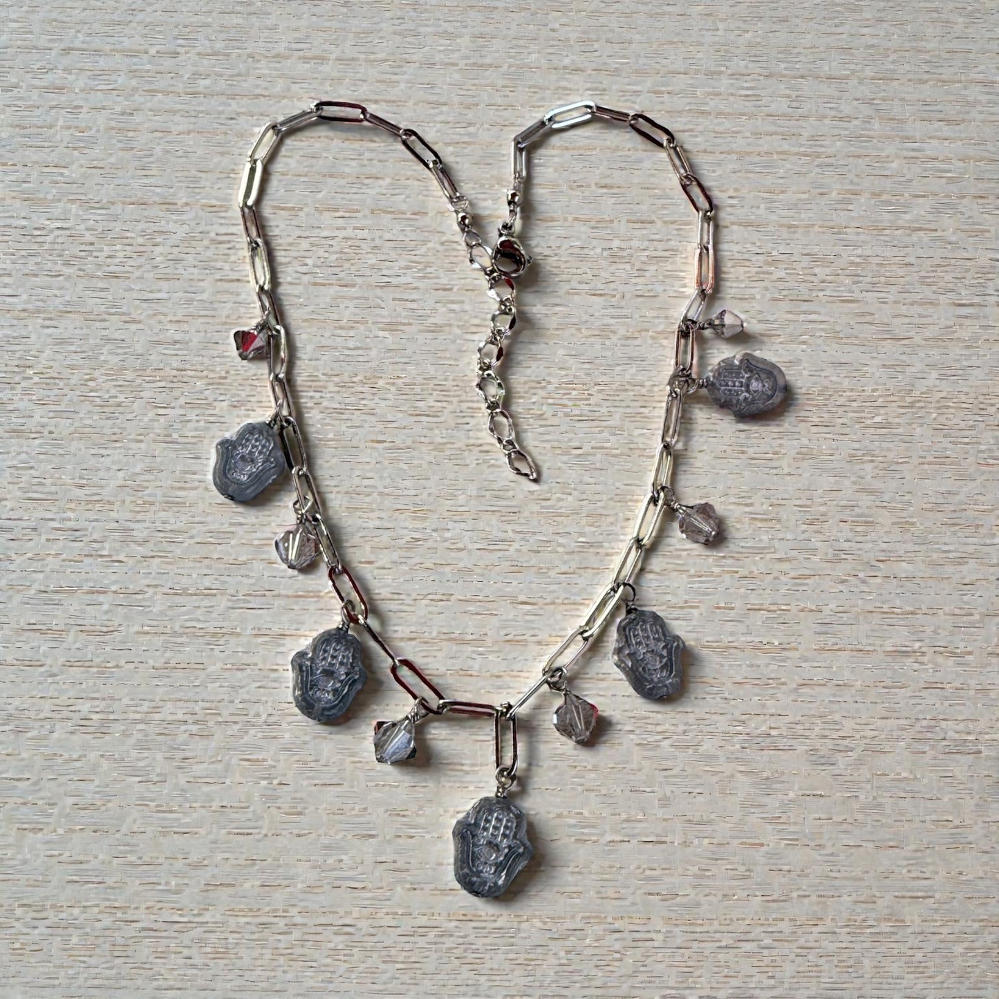 glass Hamsa chain Necklace