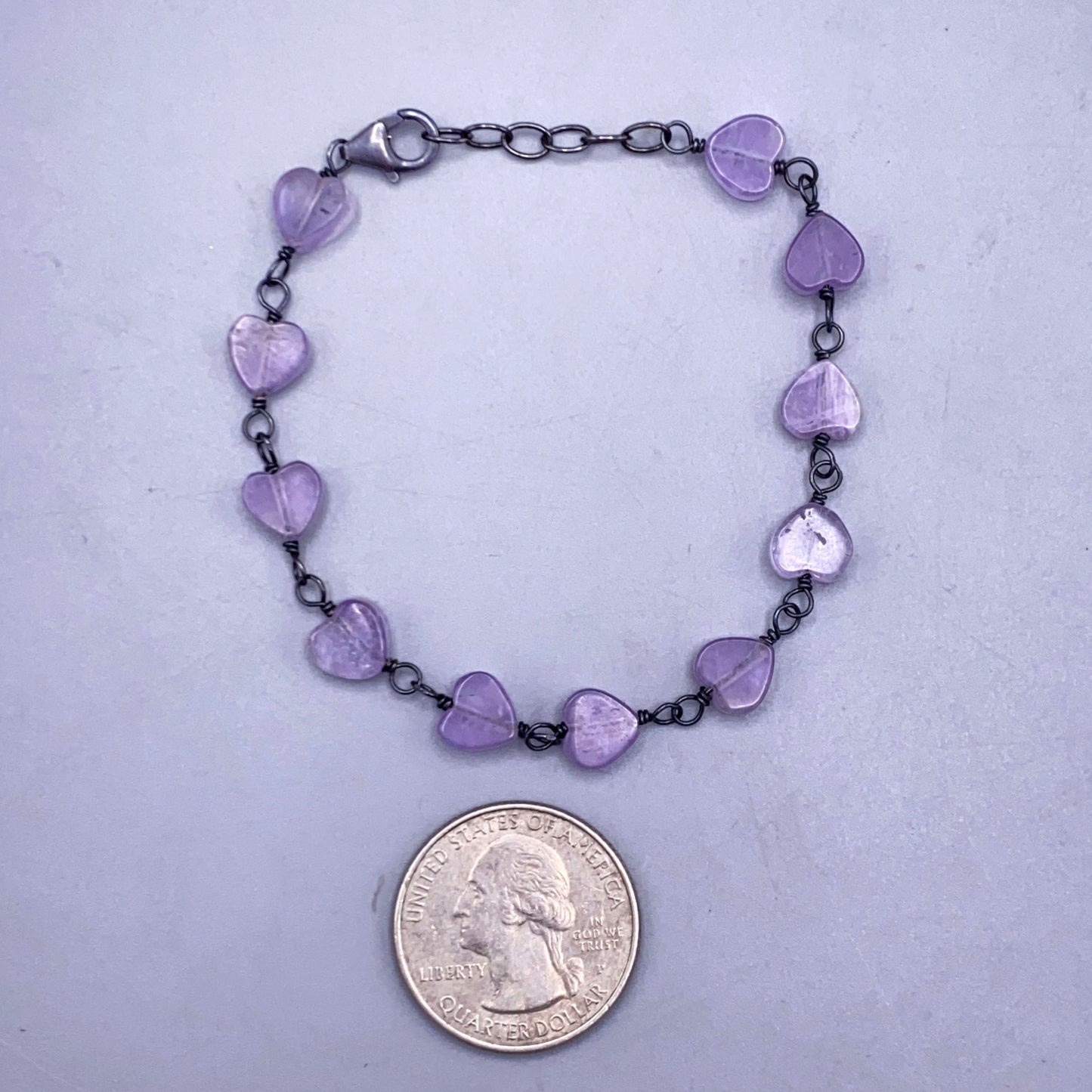 Amethyst Heart and Sterliing Silver Bracelet