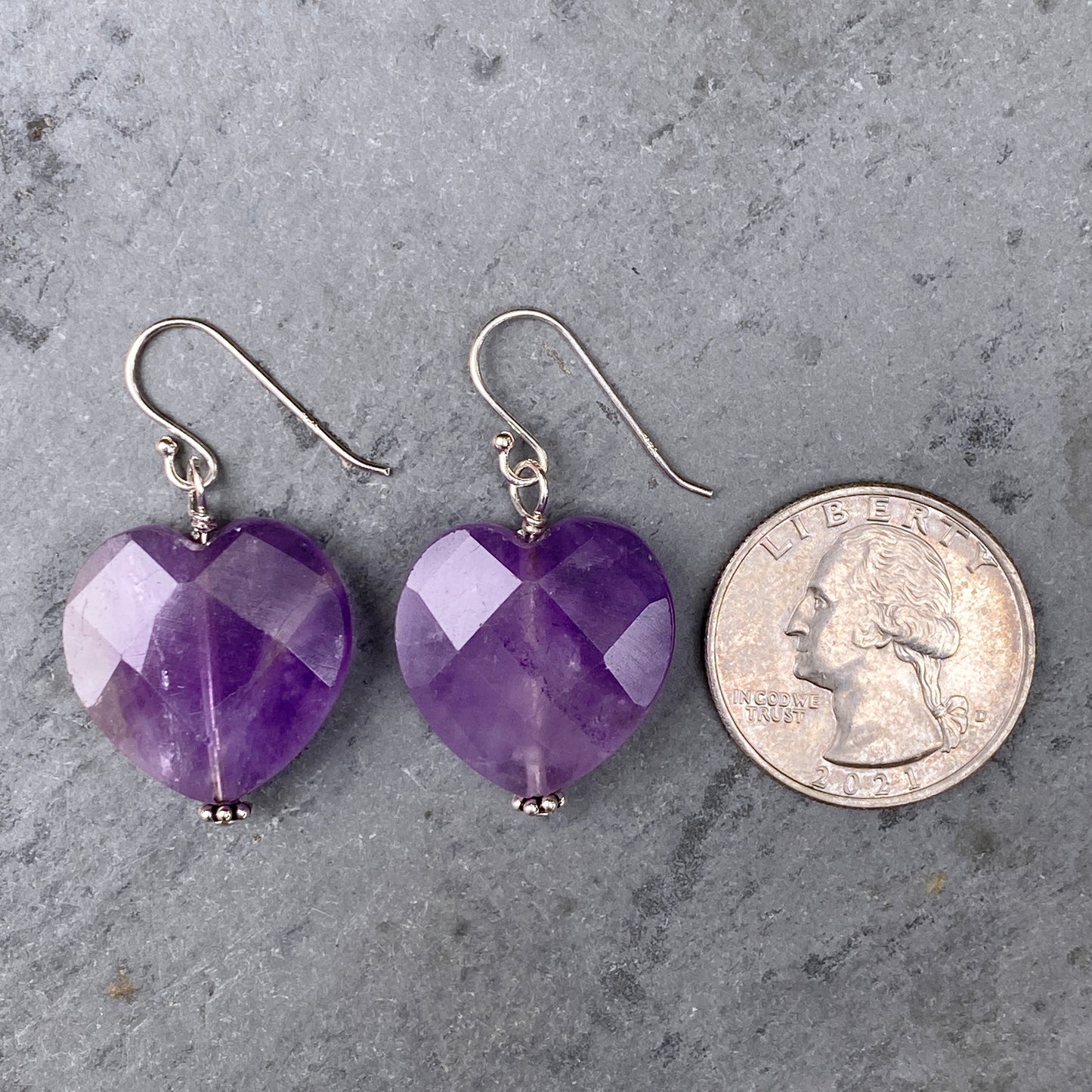 Amethyst gemstone Heart Earrings