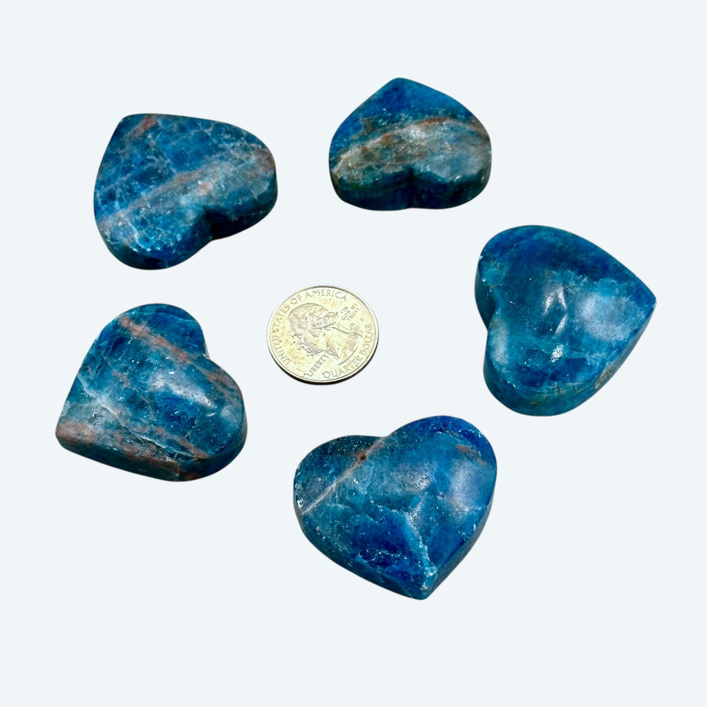 Blue Apatite Carved Hearts