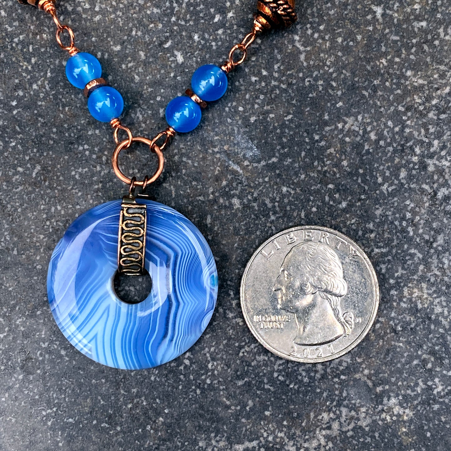 Banded Blue Agate Necklace