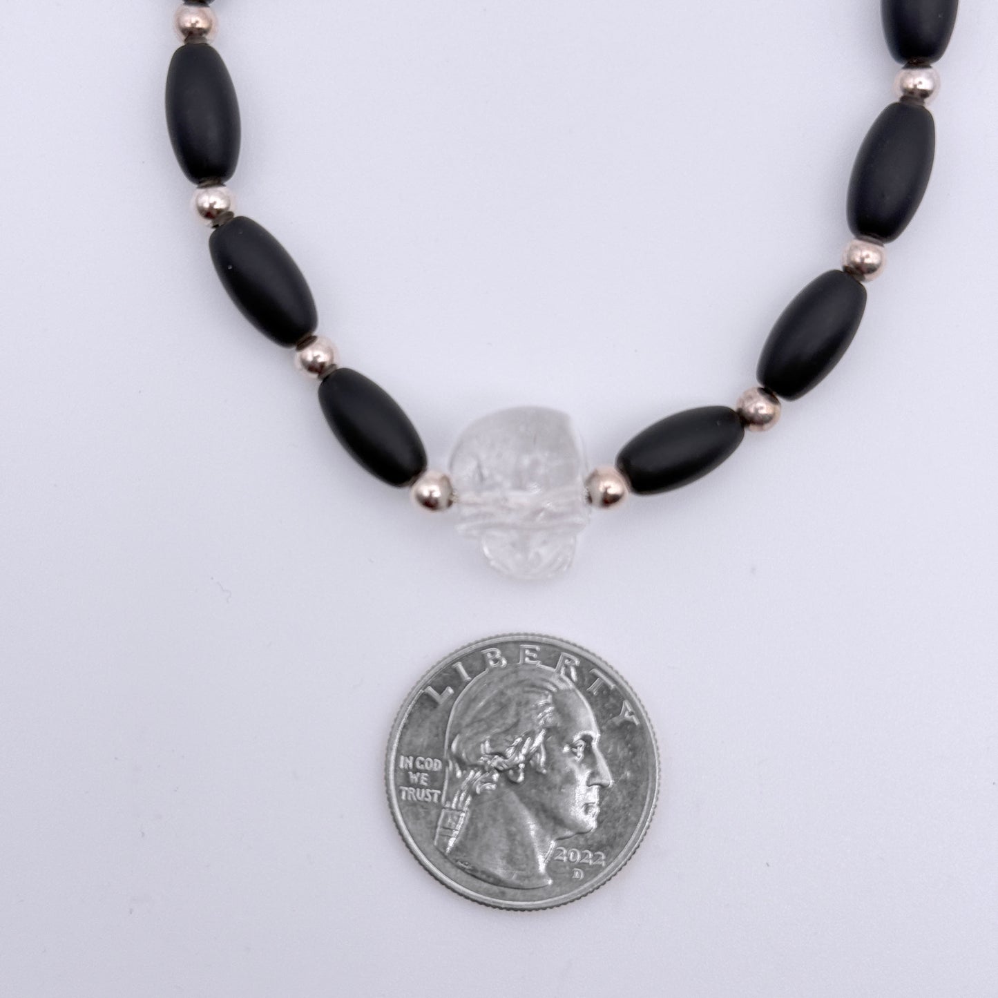 Quartz Skull and Onyx Bracelet