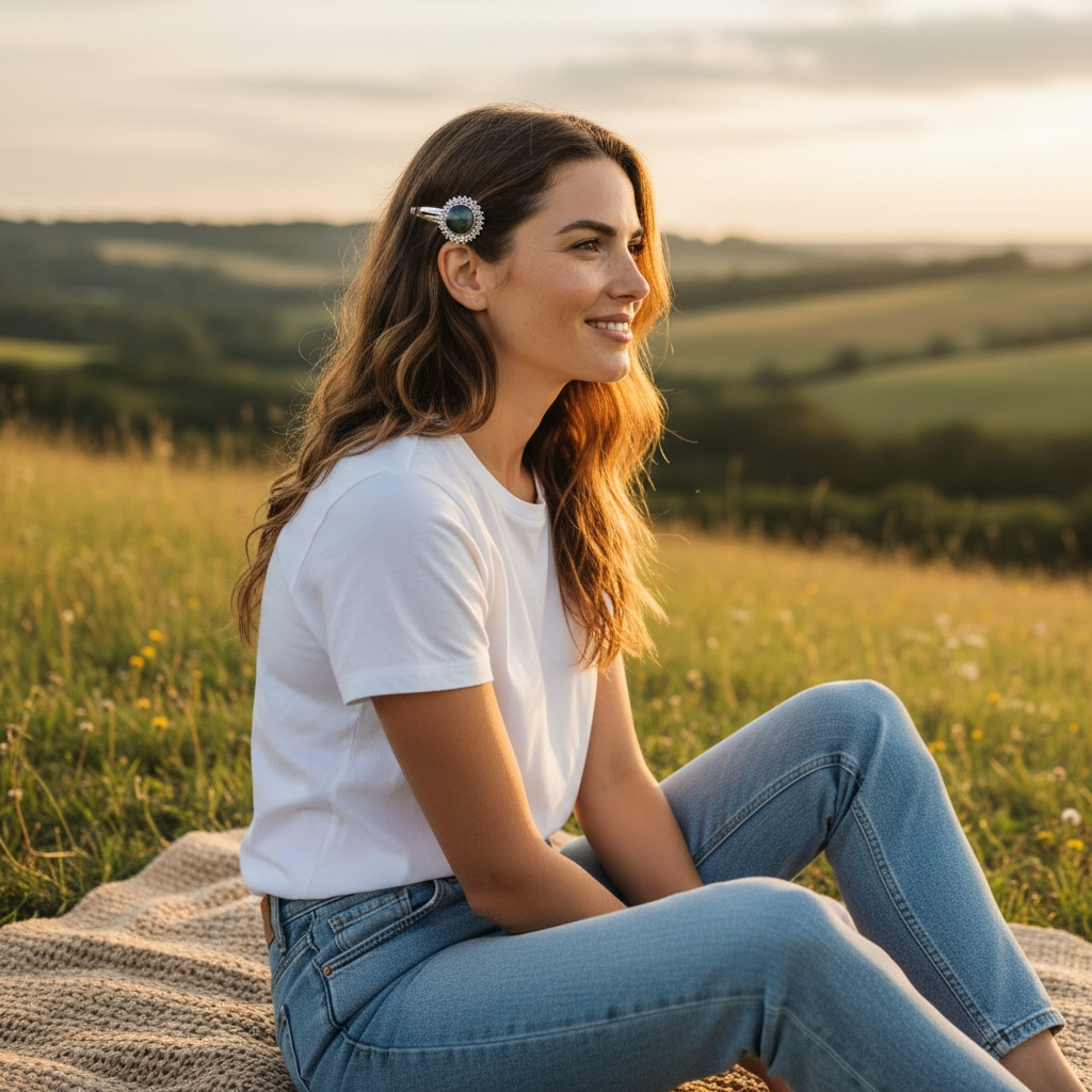 Labradorite Barrette set