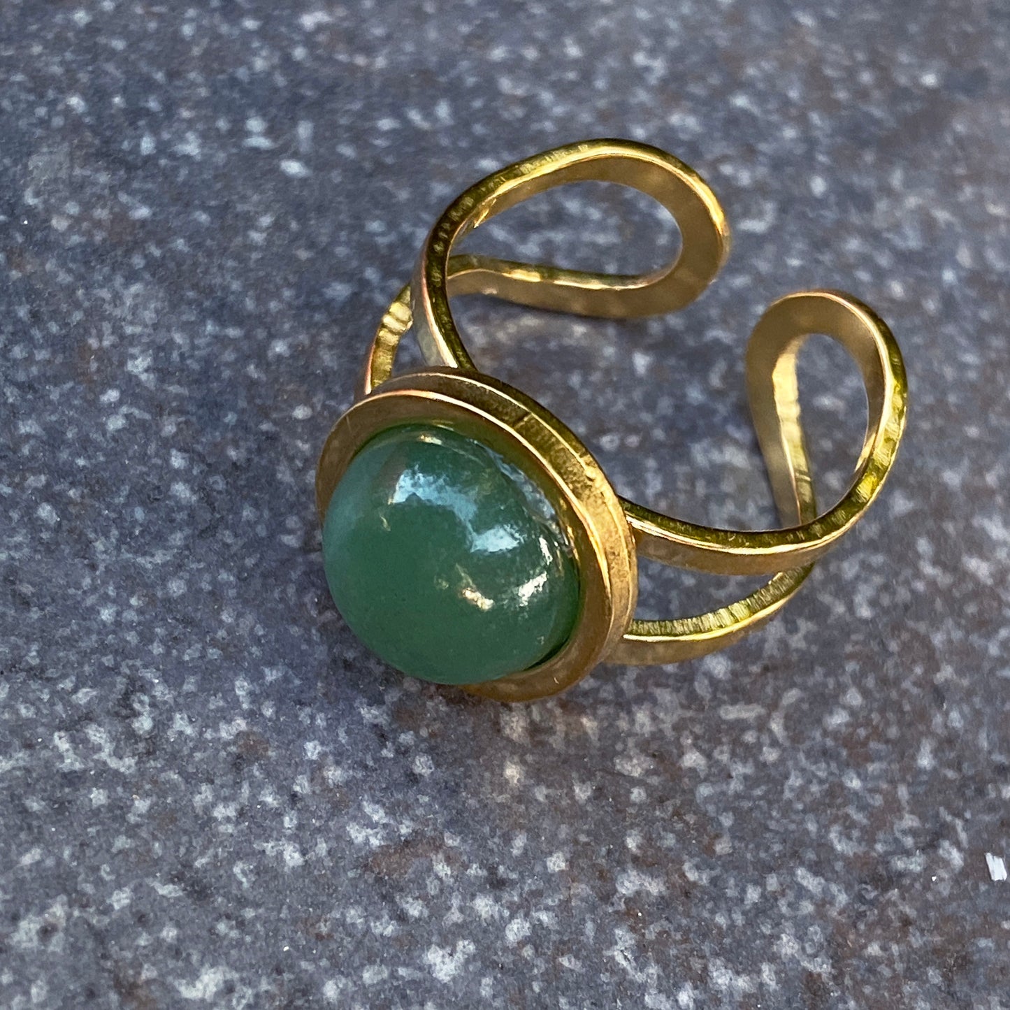 Gold Adjustable gemstone ring