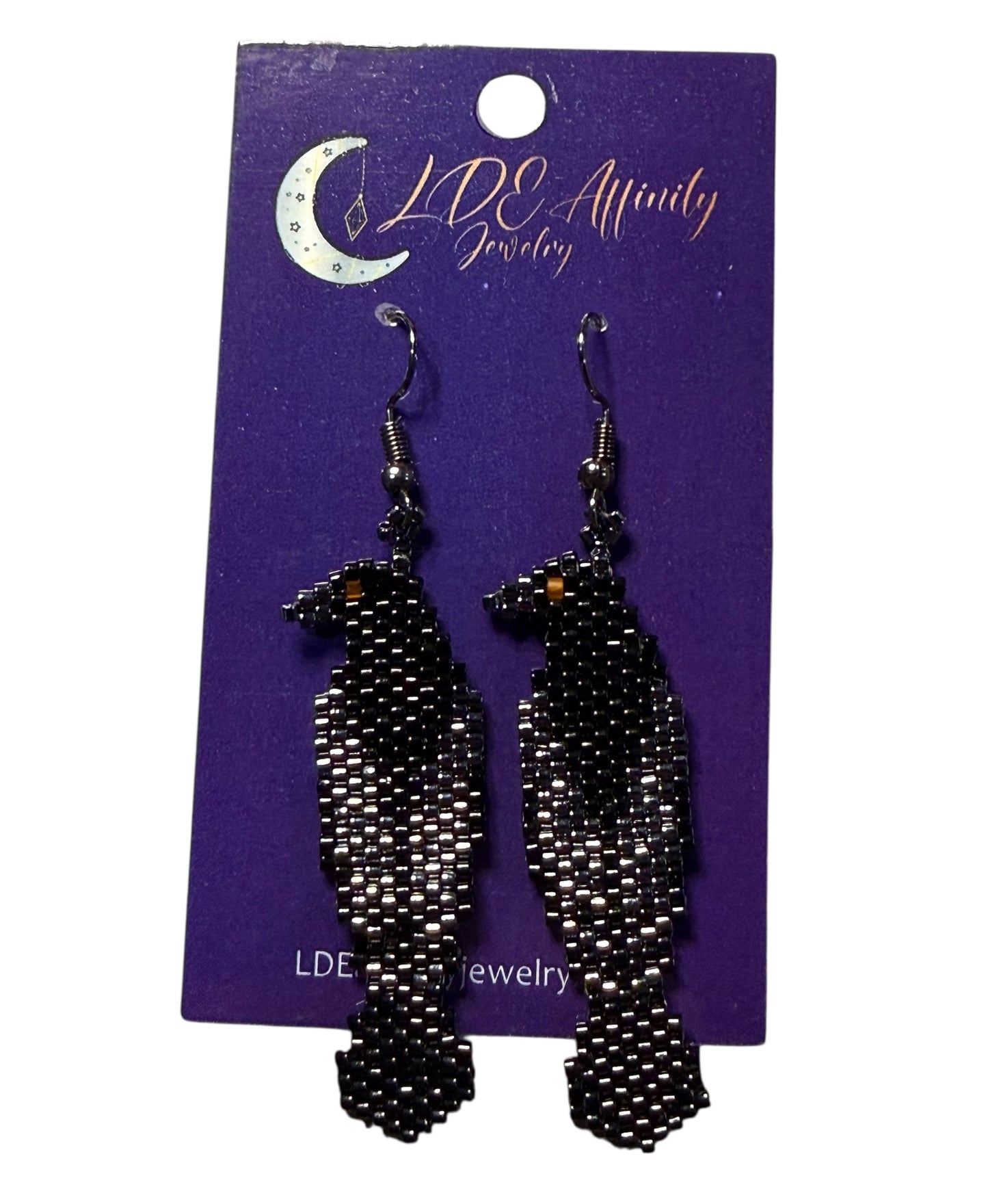 Black Raven seed bead earrings
