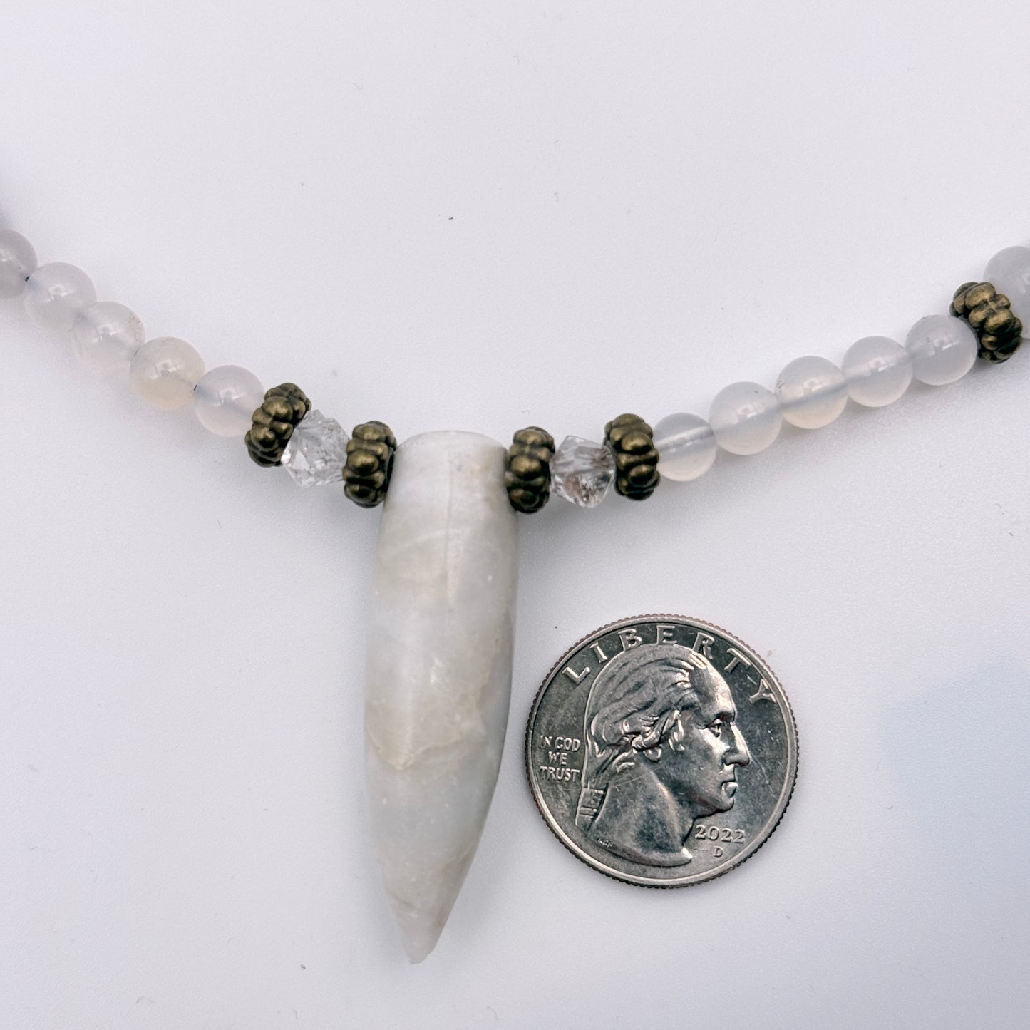Jasper, Herkimer Diamond, White Agate Beaded necklace