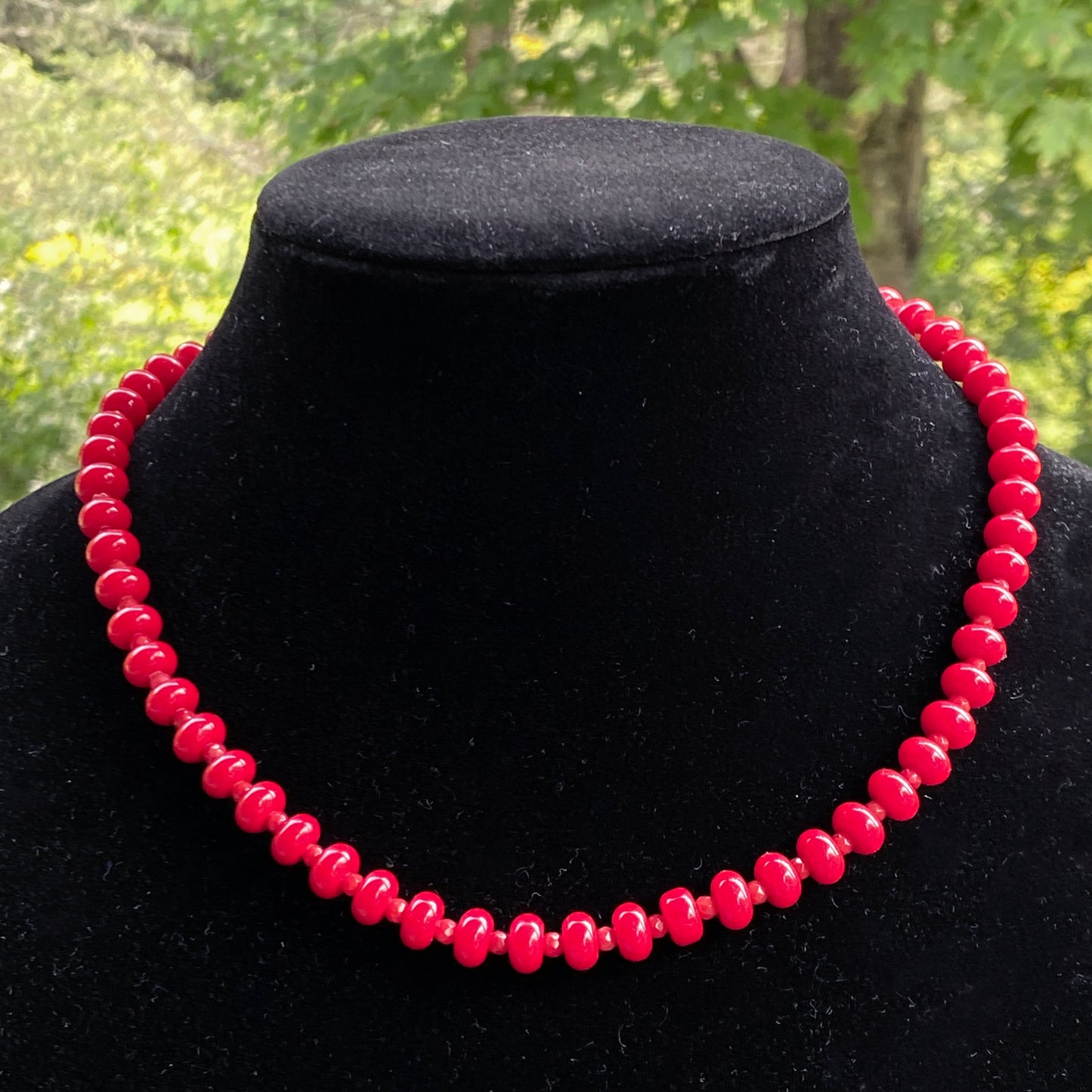 Red Jade and Coral Candy Necklace