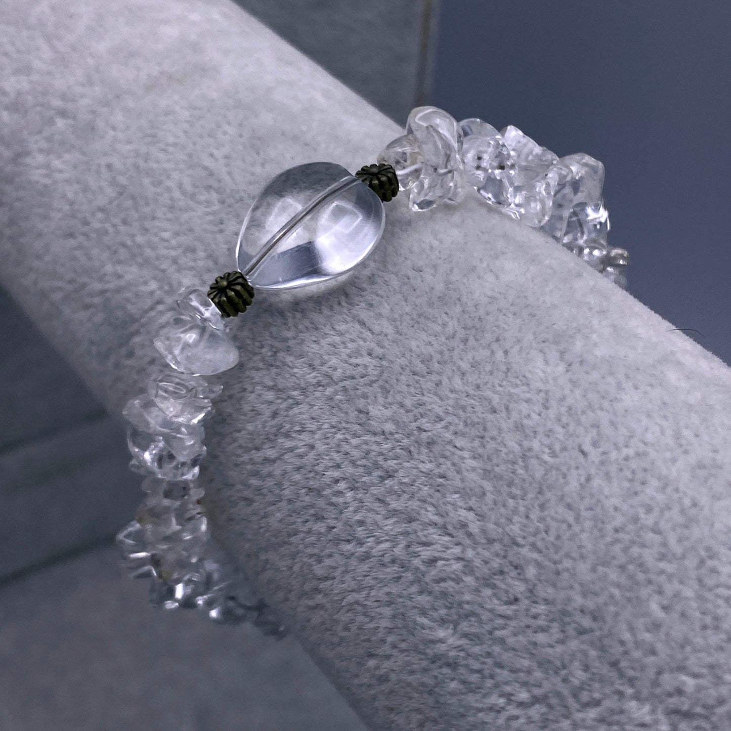 Clear Quartz gemstone Heart Clasp Bracelet