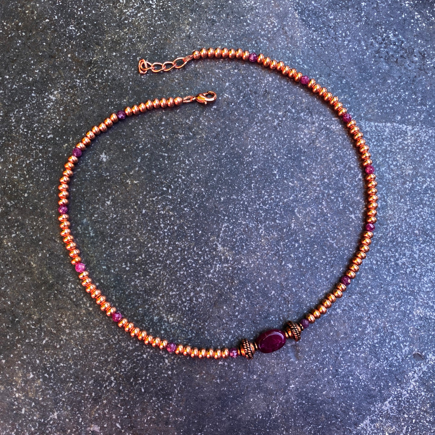 Ruby gemstone and Copper choker Necklace