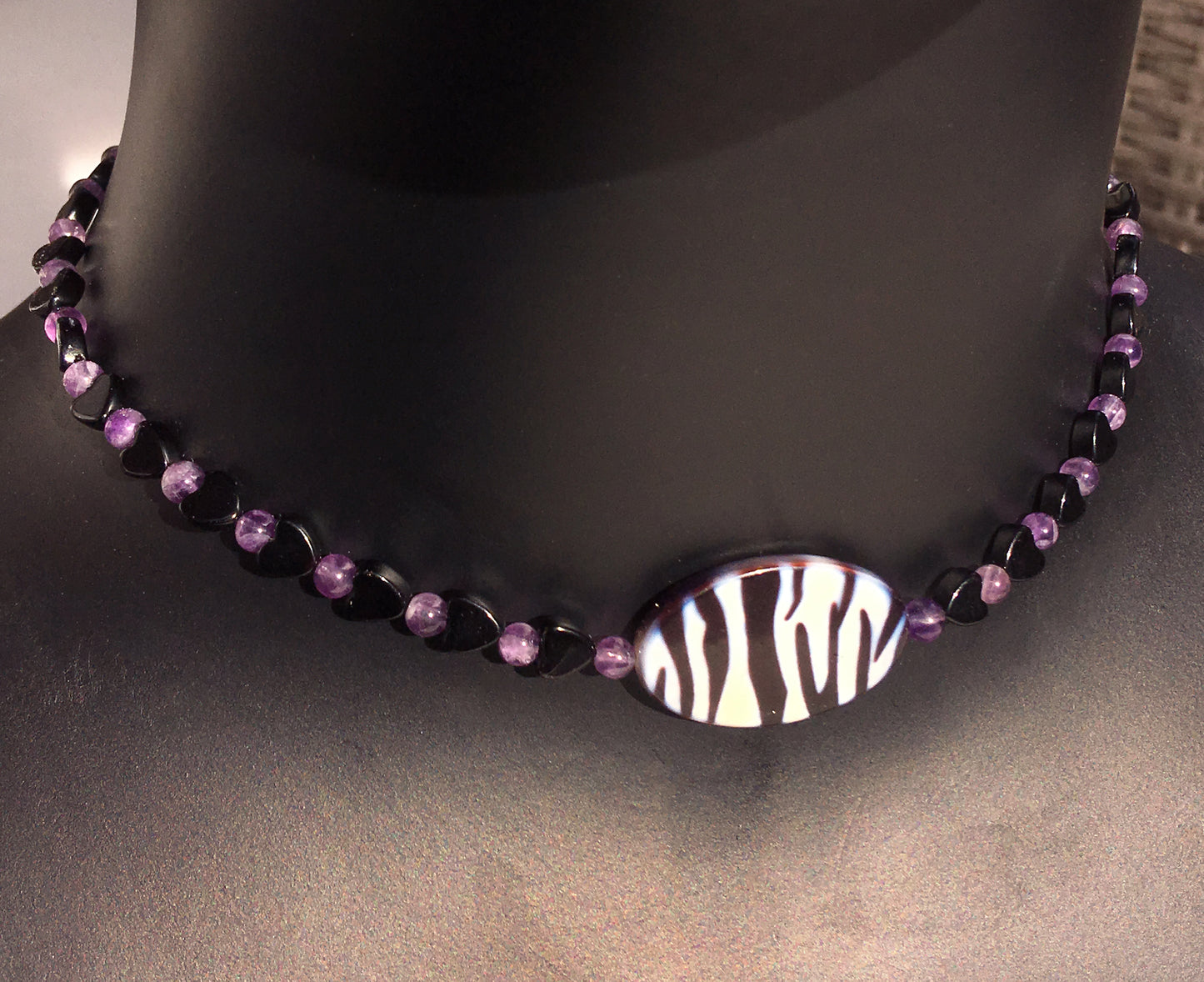 Women's Amethyst & Onyx Choker necklace