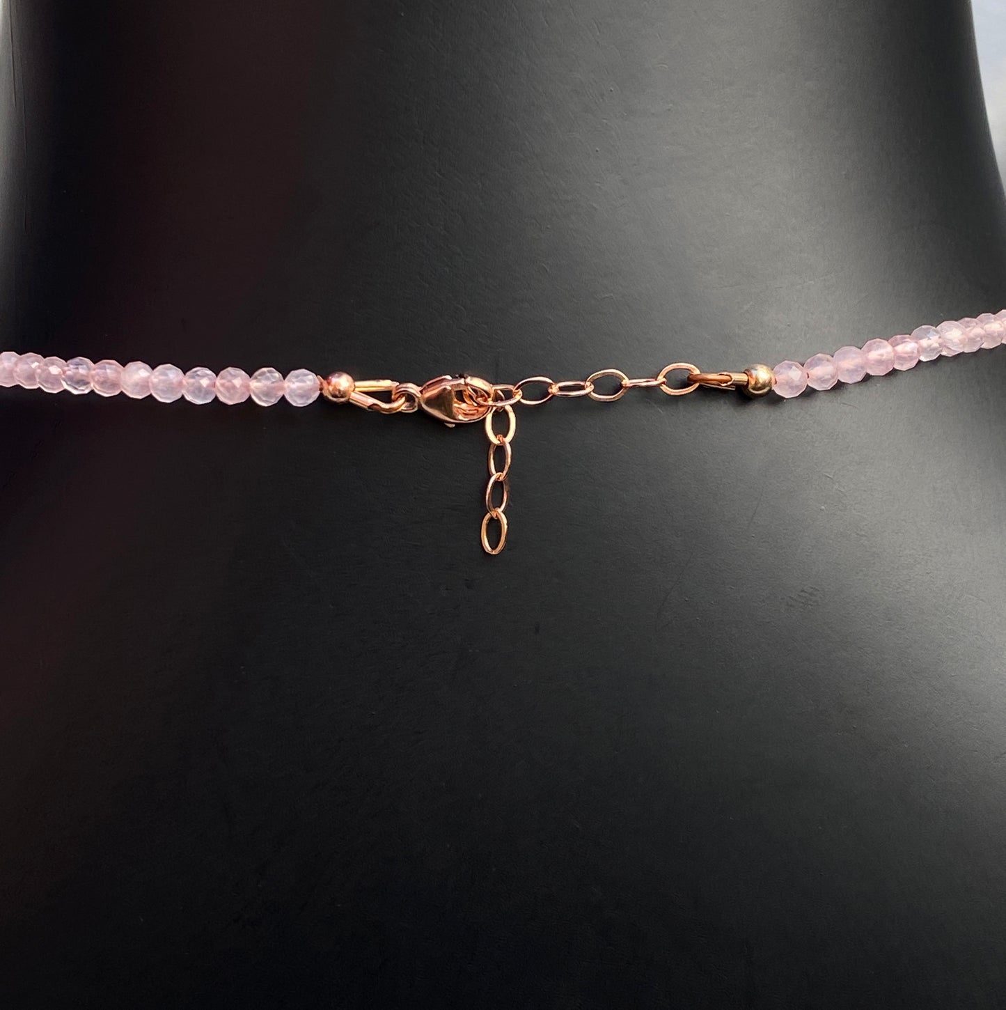 Aquamarine Hearts and Rose Quartz Gemstone with 14 kt rose gold fill Necklace