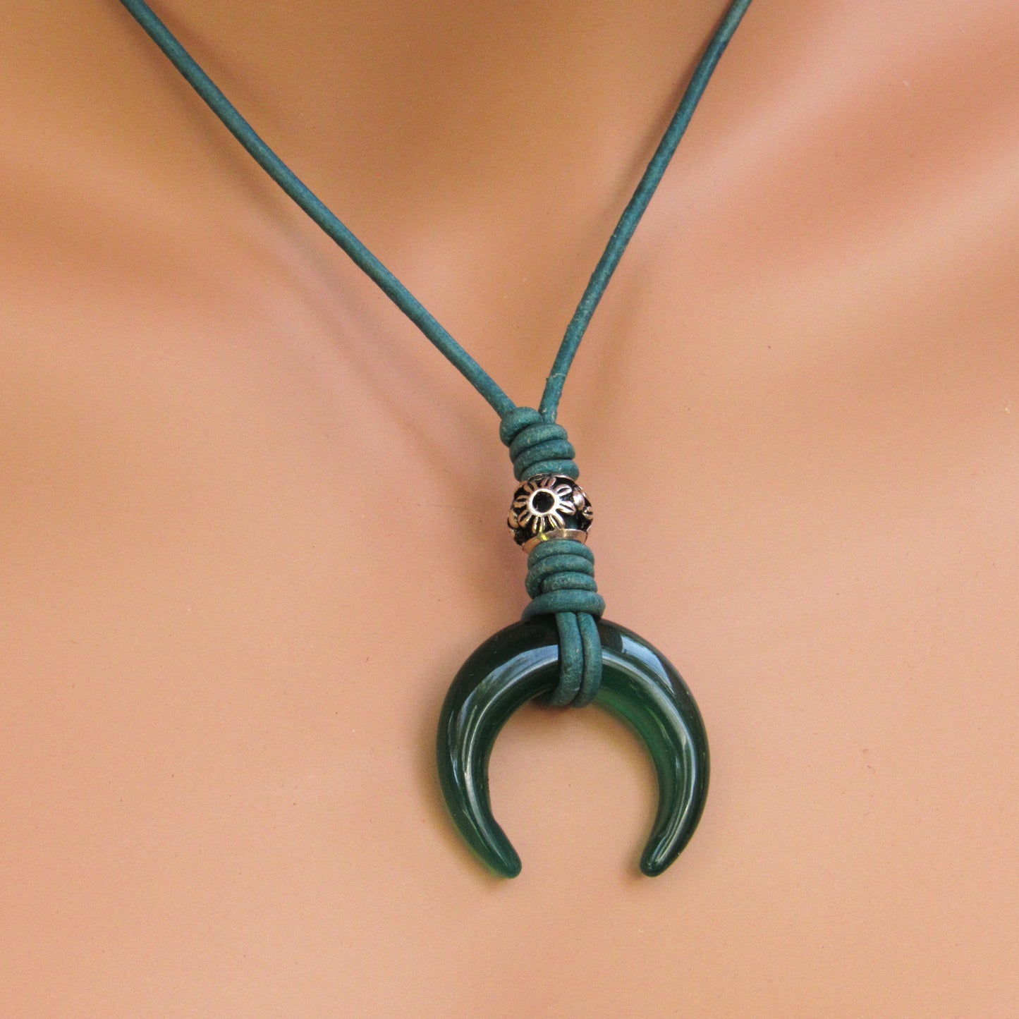 Women's Leather and Gemstone neckalces with silver accents and findings