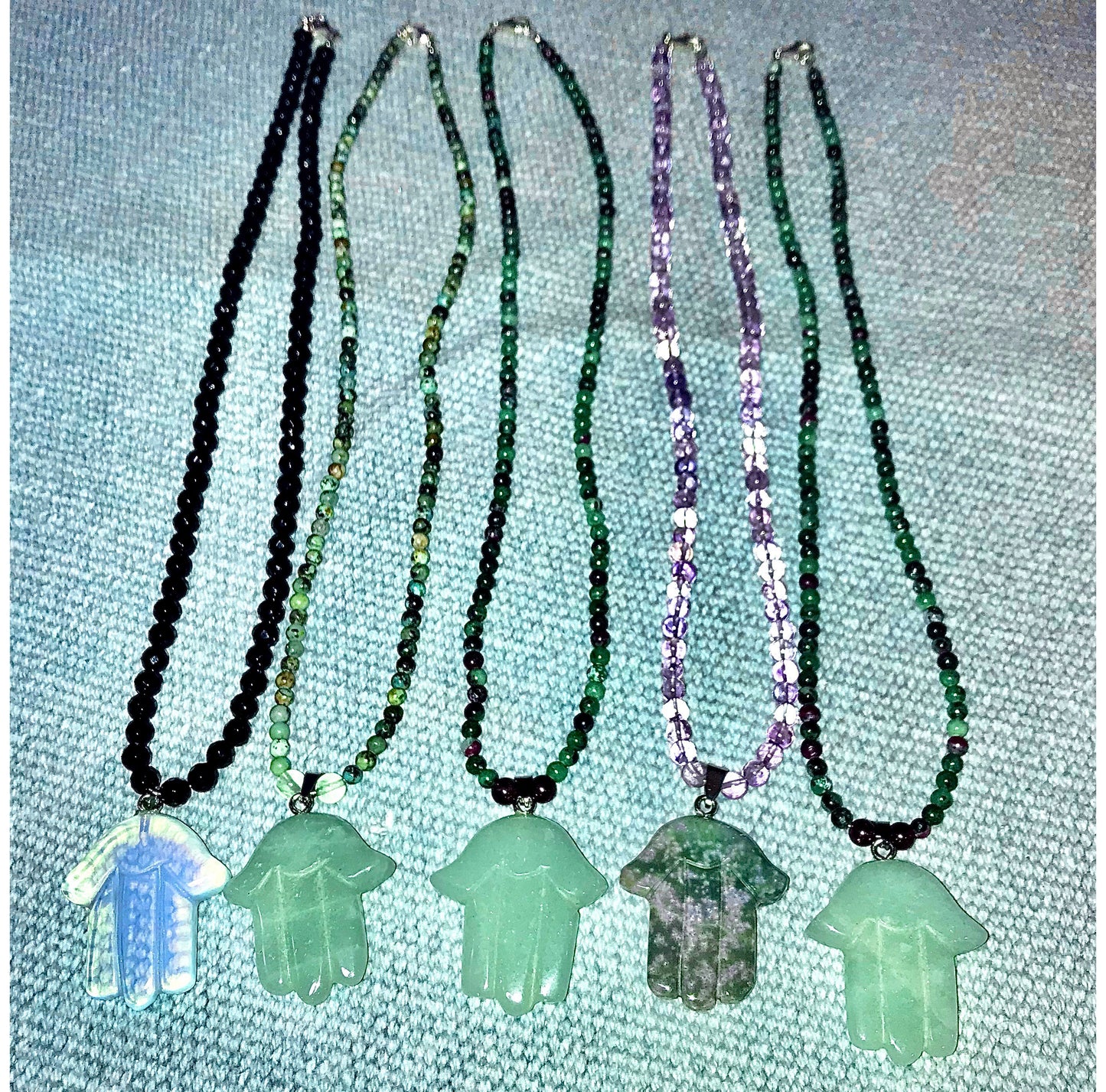 Women's Gemstone Hamsa Palm Necklaces