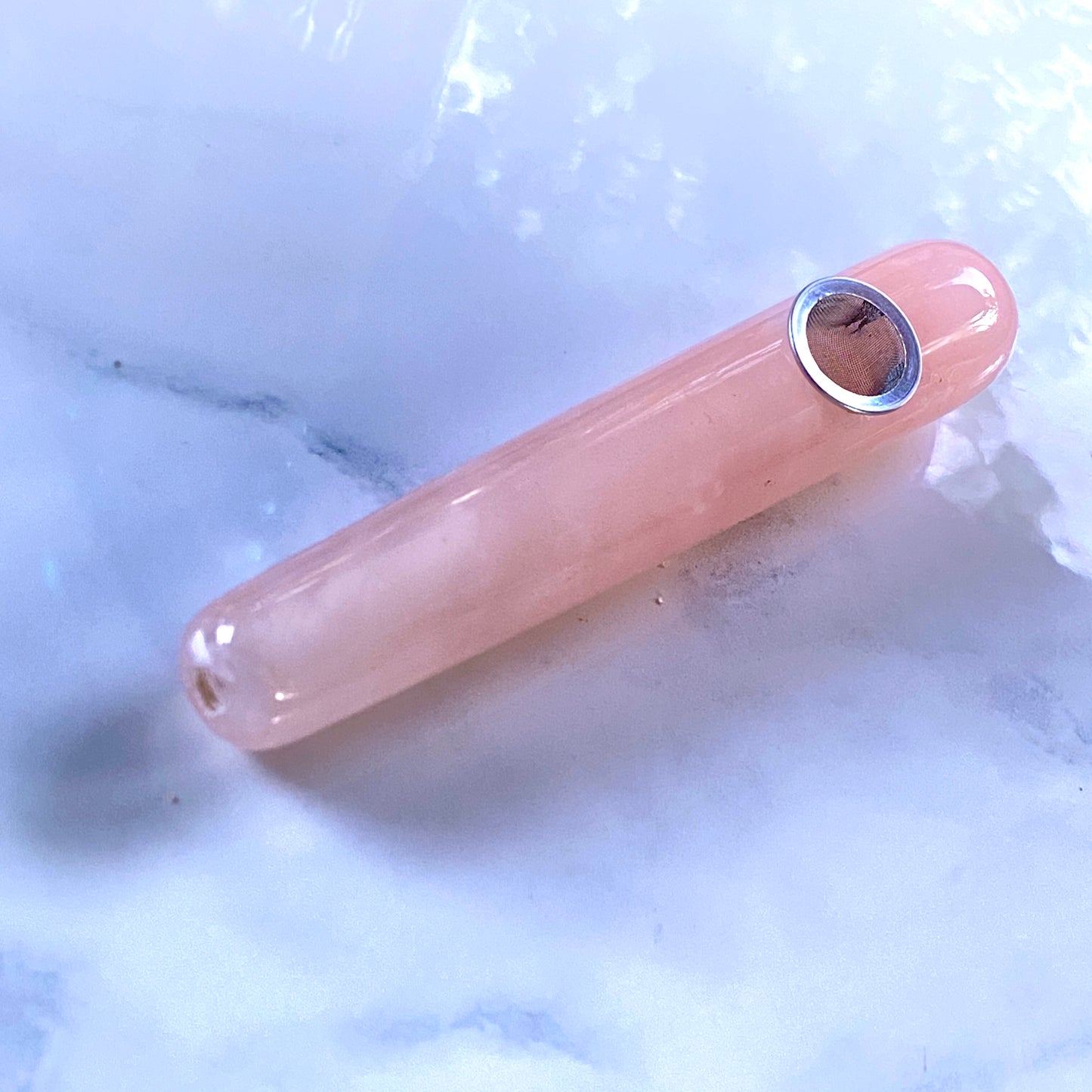 Rose Quartz Gemstone Rounded Nose Smoking Pipe