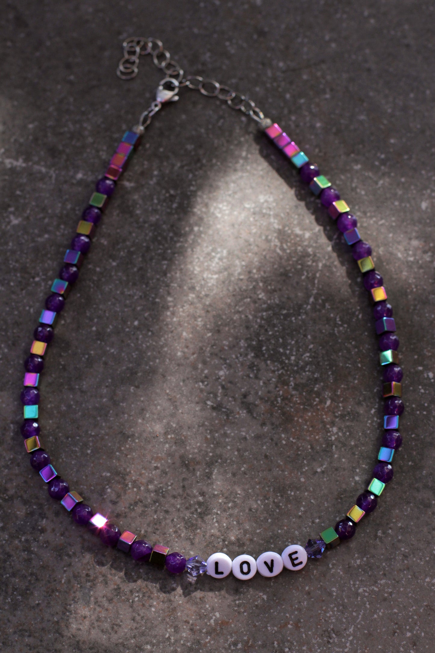 Women's Jade "LOVE" gemstone beaded Choker