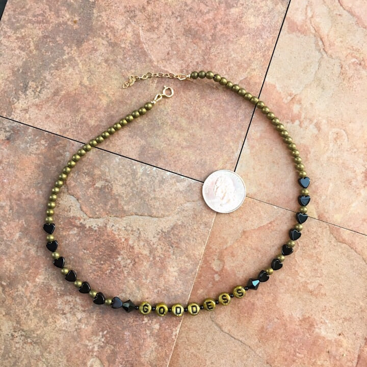 Obsidian "GODDESS" Choker Necklace