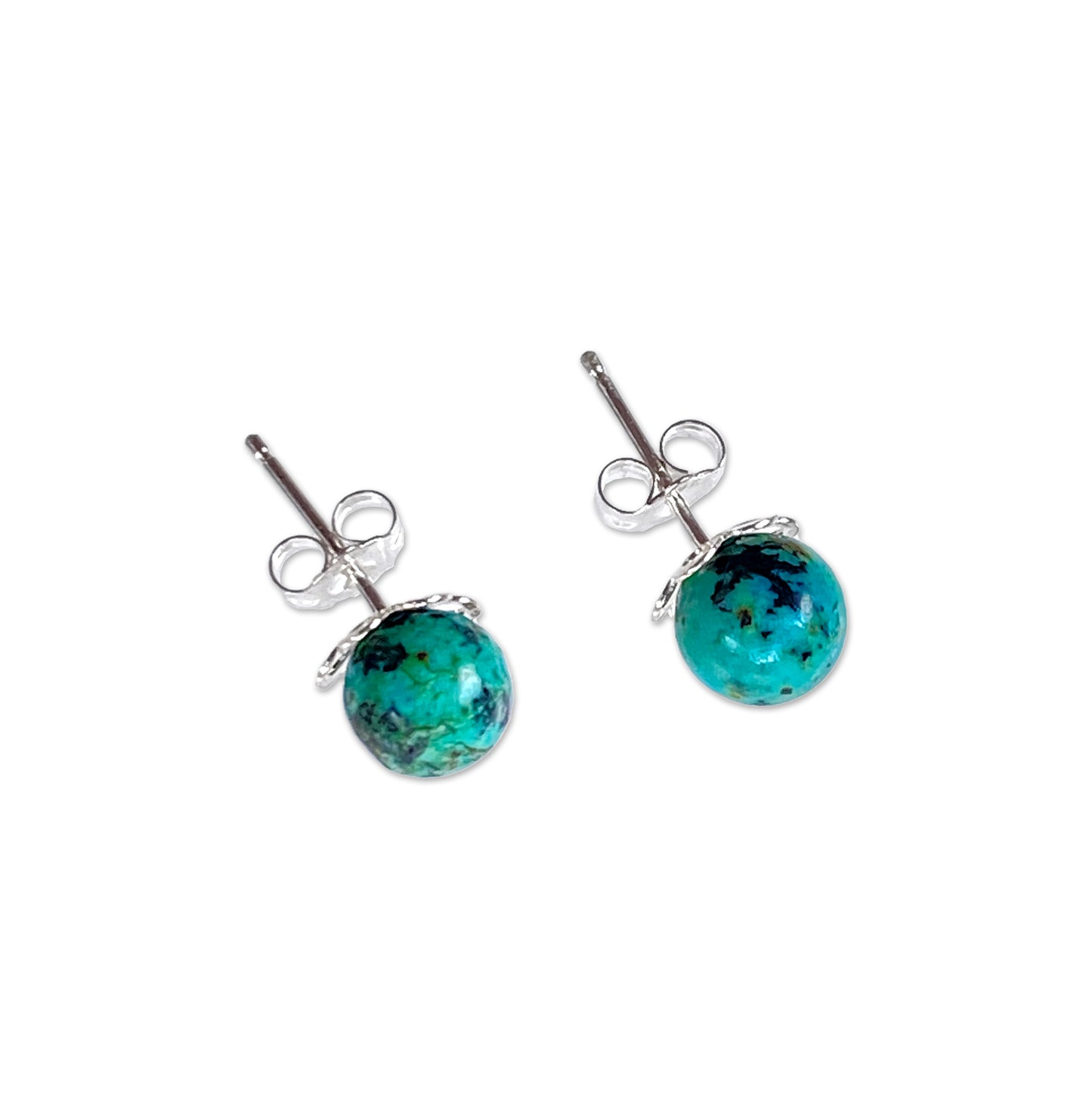 African Turquoise gemstone 8 mm Stud Earrings