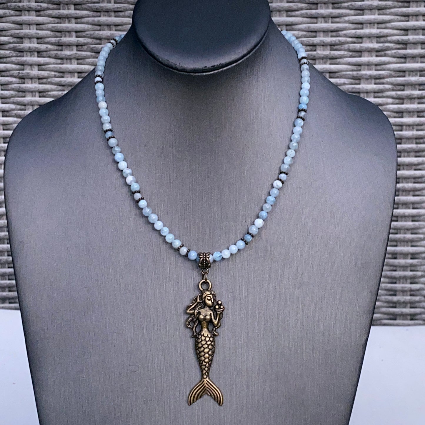 Aquamarine and Mermaid Necklace