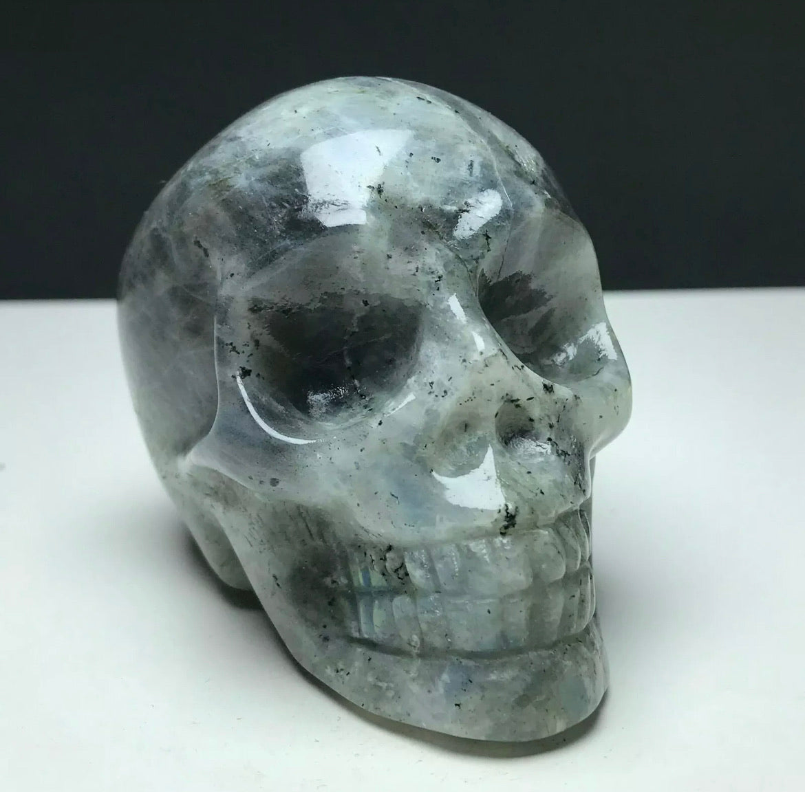 Natural Crystal LABRADORITE. Hand-carved. Exquisite Skull