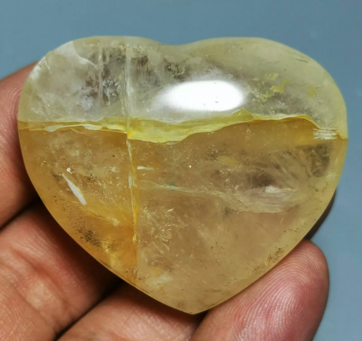 Golden Healer QUARTZ Crystal Heart stone From Madagascar