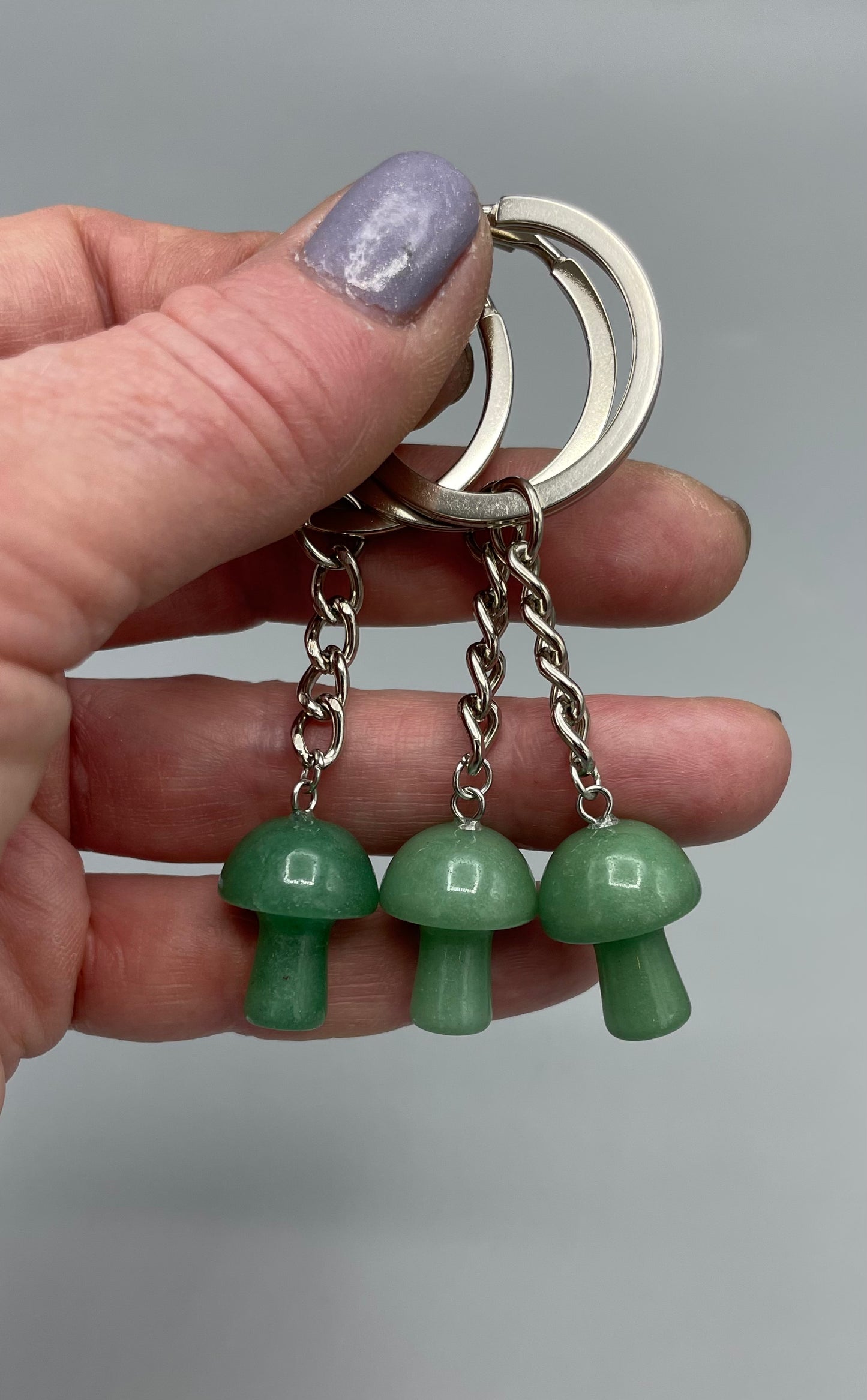 Green Aventurine Mushroom Keychain
