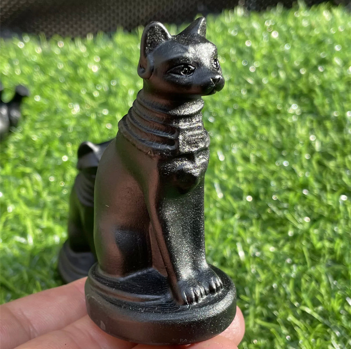 Natural Egyptian black obsidian Egyptian cat 1PC