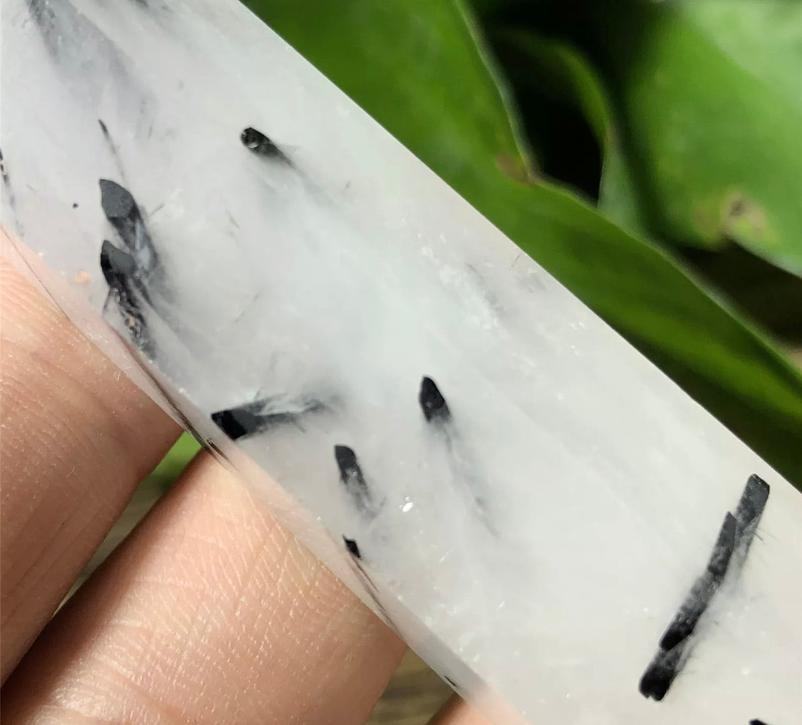 Natural Tourmaline Quartz gemstone Wand