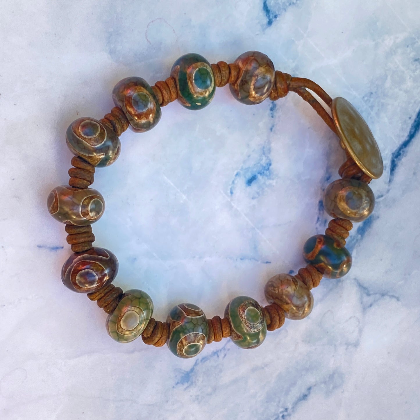 Tibetan Agate Leather Bracelet