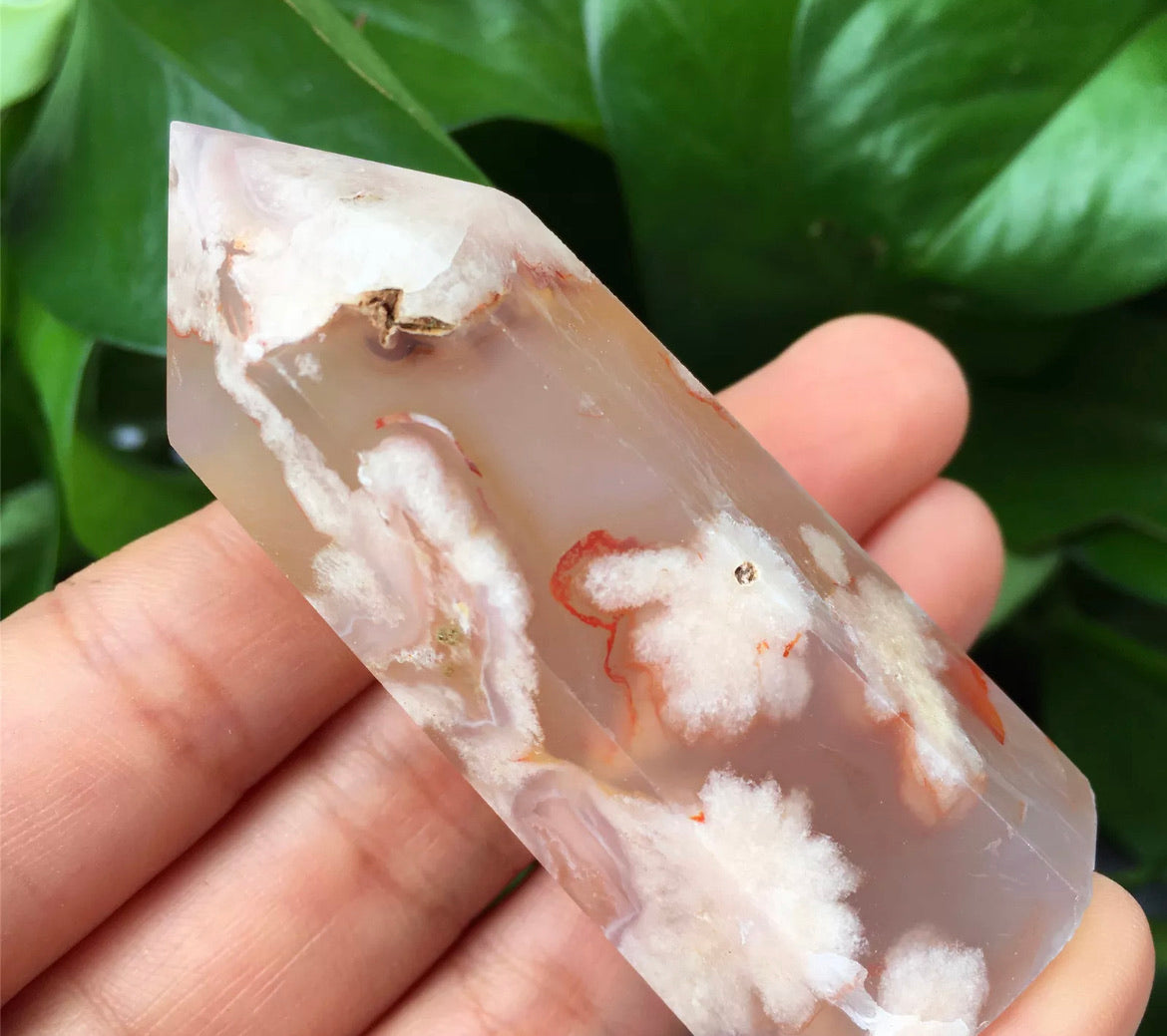 Natural Cherry Blossom Agate Wand Point