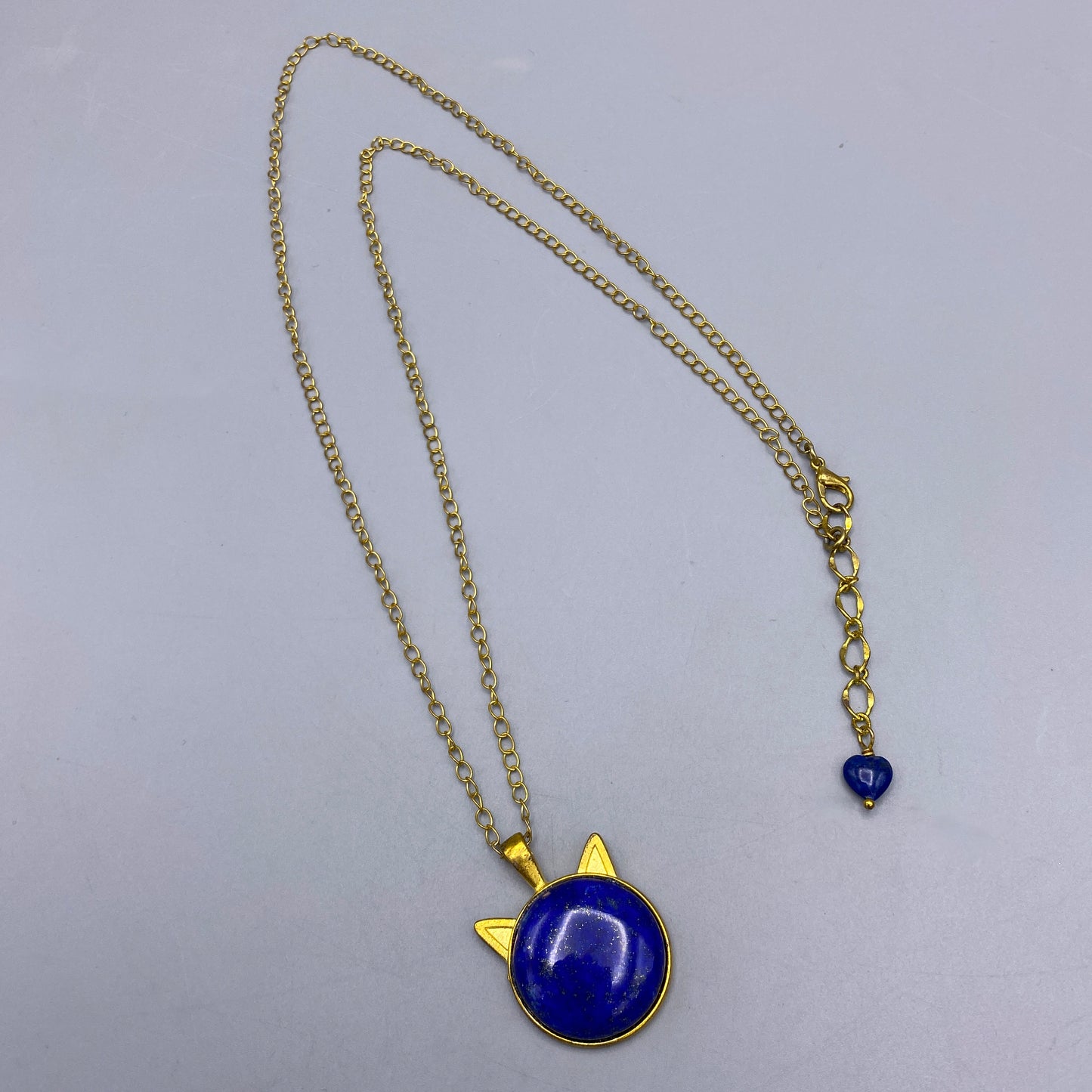 Lapis Lazuli gemstone Kitty Cat Necklace