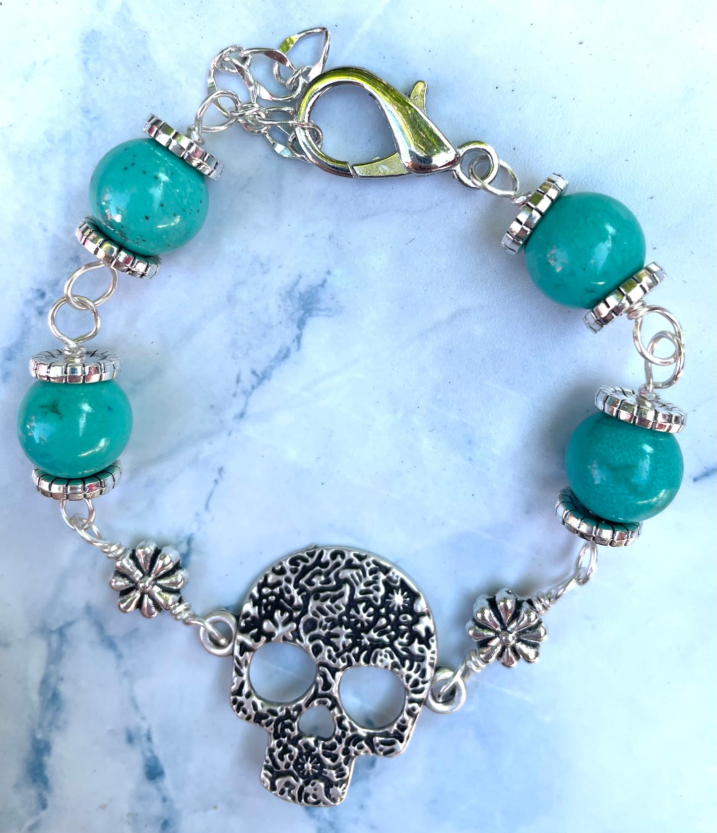 Sugar Skull and Gemstone Bracelets