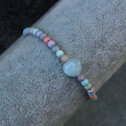 Alashan Agate and Aquamarine Heart gemstone Bracelet