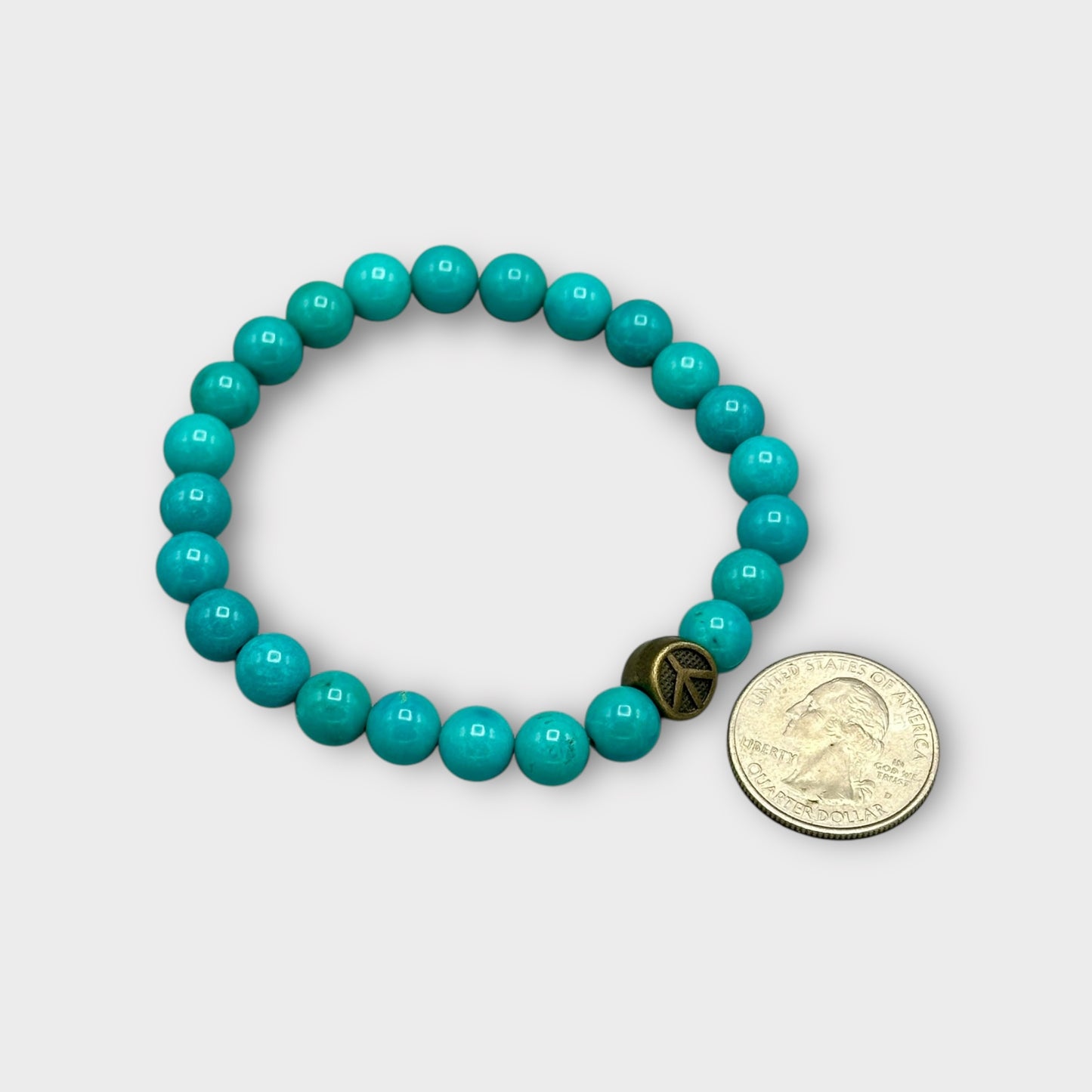 Turquoise gemstone and Peace Sign Bracelet