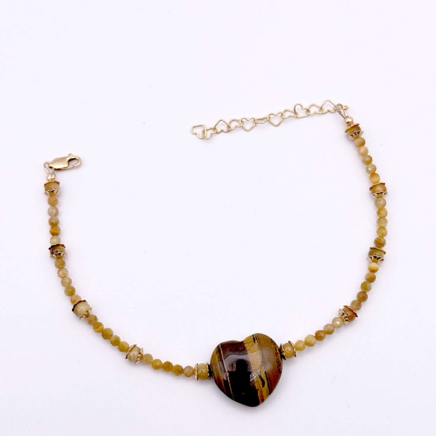 Tiger’s Eye Heart Anklet
