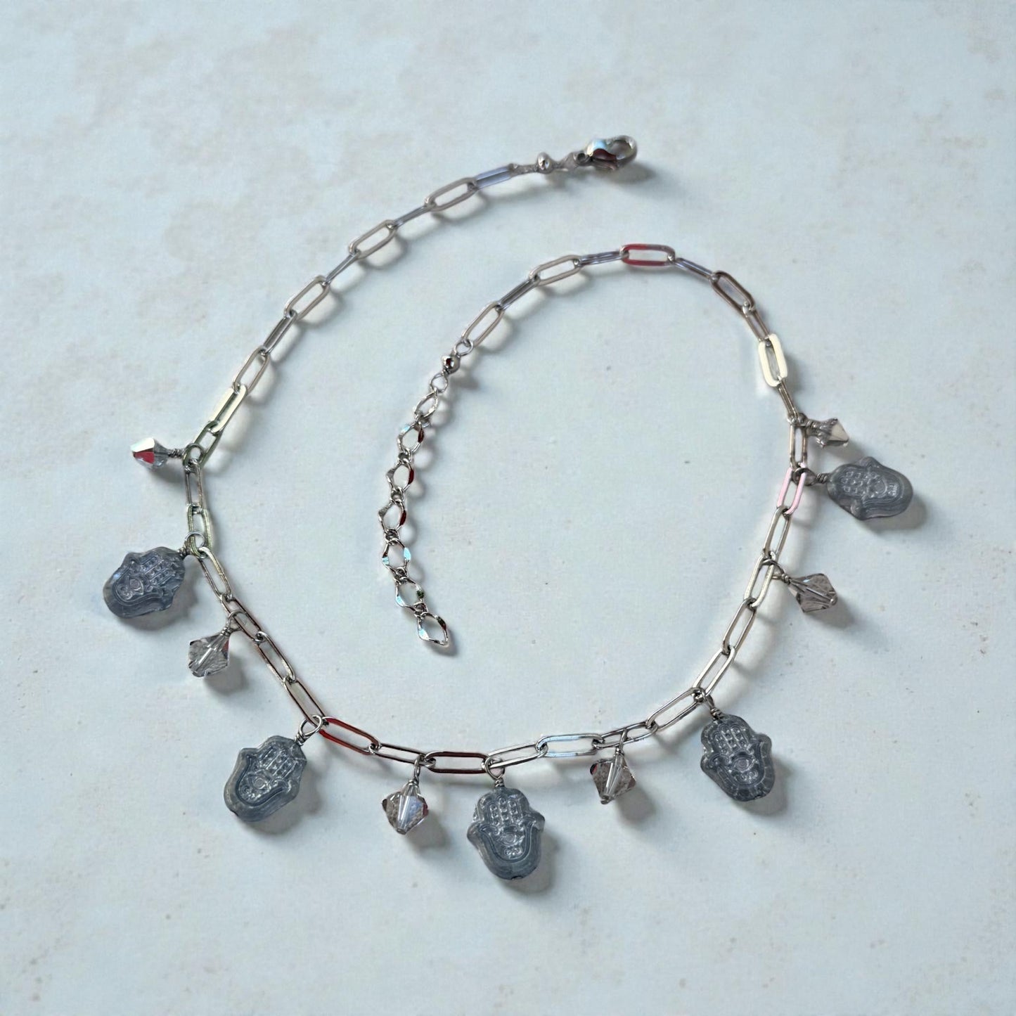 glass Hamsa chain Necklace