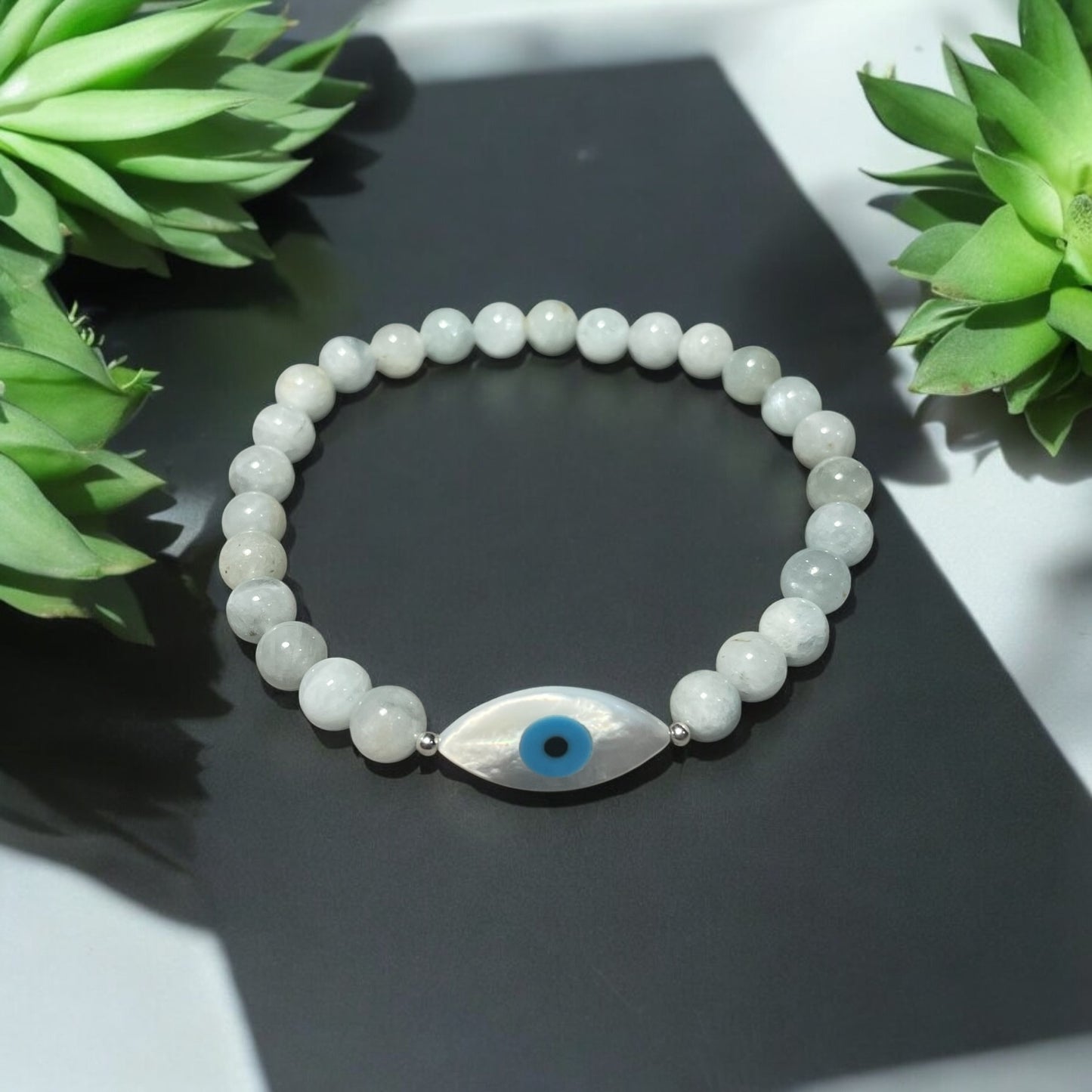 Aquamarine and Evil Eye Bracelet