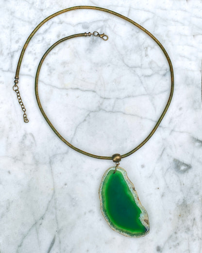 Green Agate Slice necklace