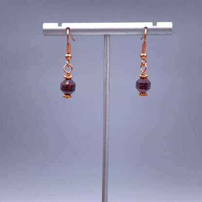 Garnet and Copper Drop Earrings