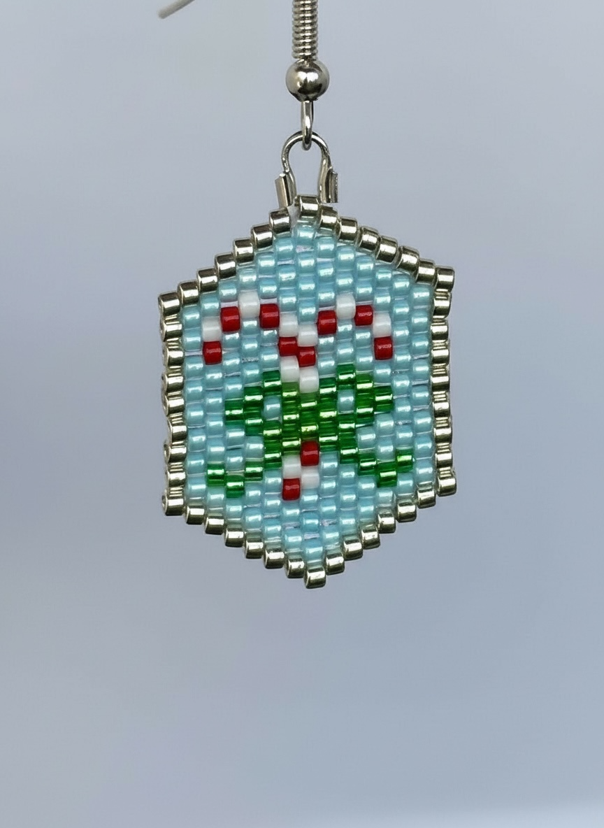 Candy Cane Seed Bead Earrings