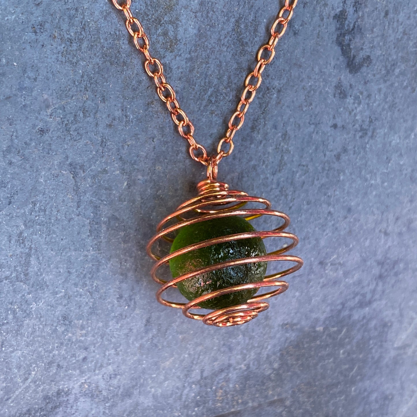 Moldavite and Copper Necklace