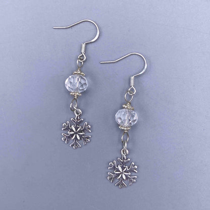 Sterling Silver Snowflake and Quartz Earrings