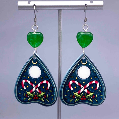 Jade Hearts and a Subtle Witchy Christmas Dangle Earrings