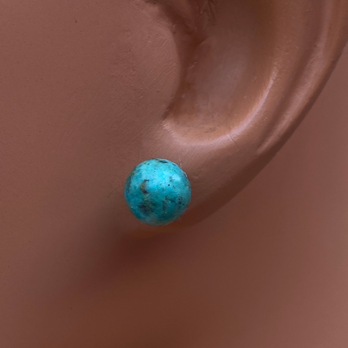 African Turquoise gemstone stud earrings