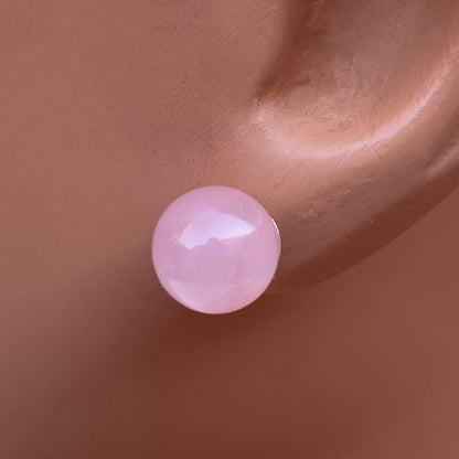 Rose Quartz gemstone stud earrings
