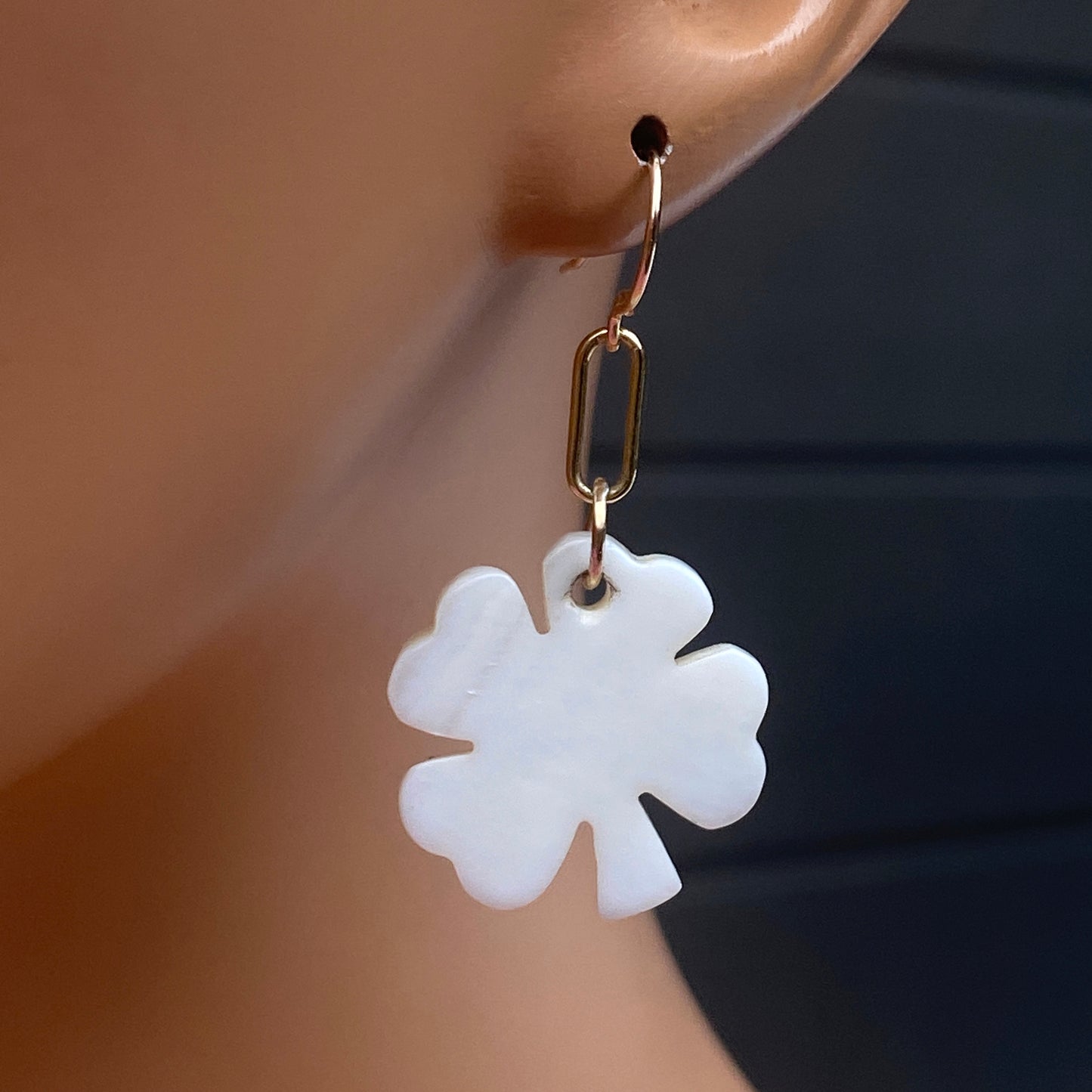 Mother of Pearl Clover Earrings