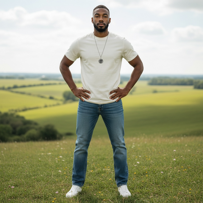 Hematite Lion Pendant on Patina copper chain Necklace