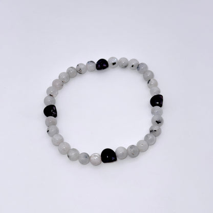 Moonstone and Howlite Skull Bracelet