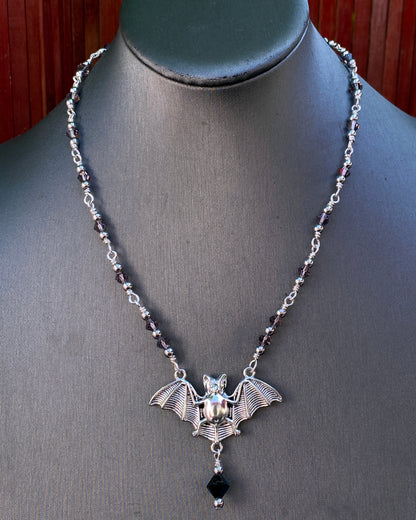 Halloween Bat with Swarovski crystals Necklace