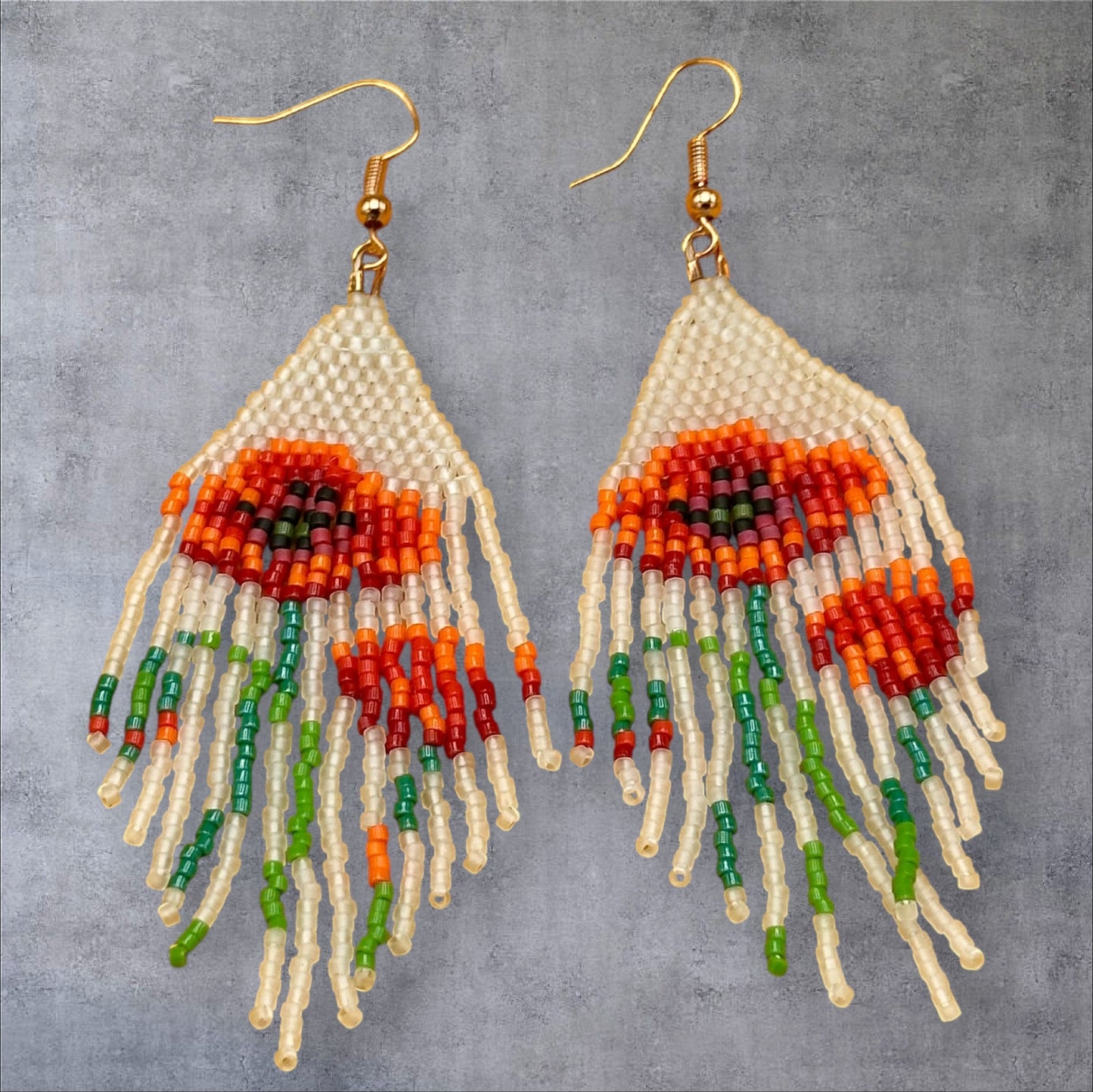 Poppy Flower Fringe Earrings