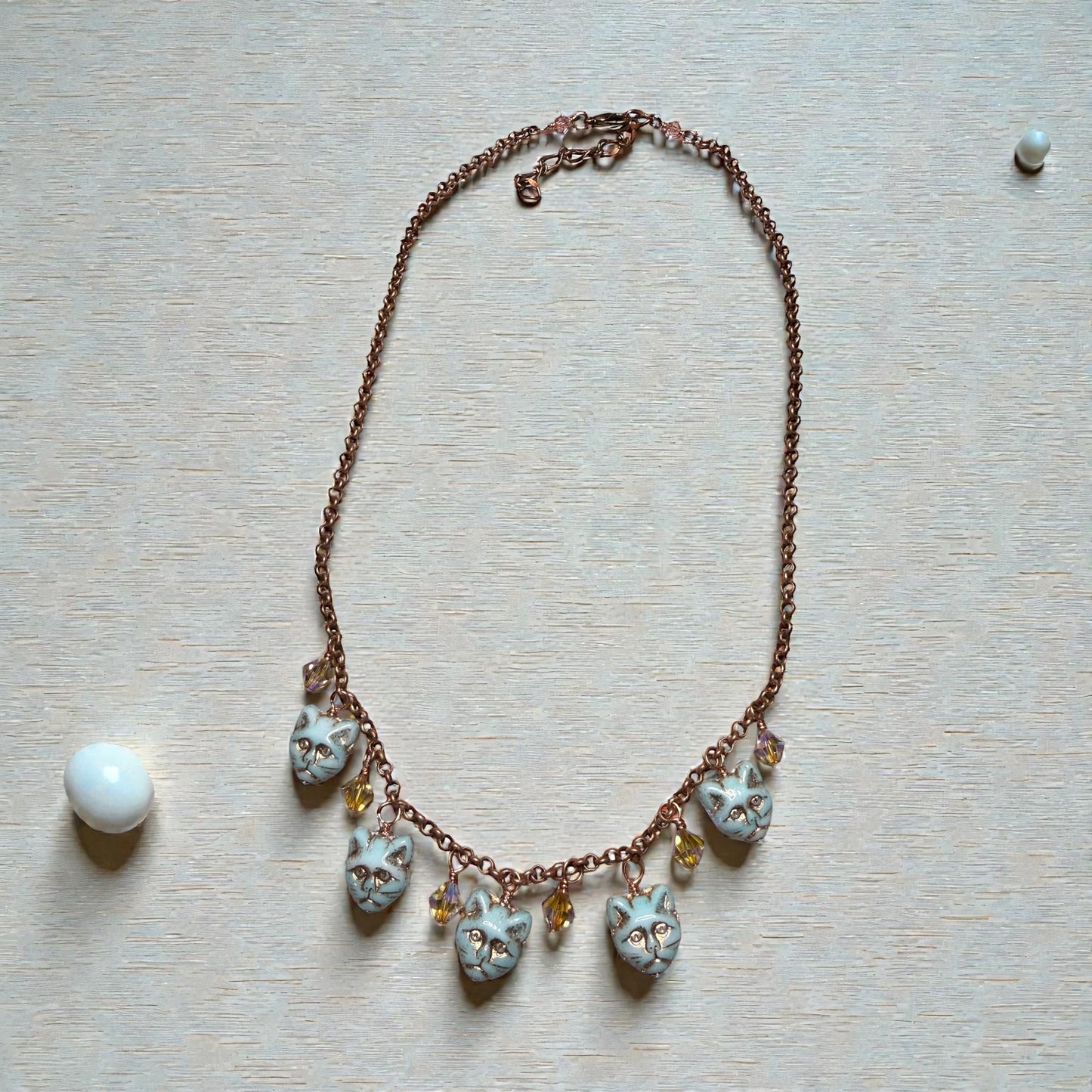 Glass beaded Kitty Cat Necklace